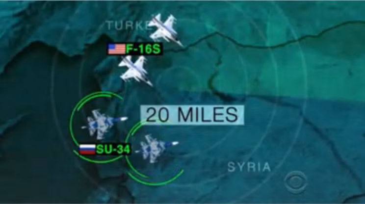Máy bay chiến đấu của Nga và Mỹ nhiều lần tiếp xúc cự ly gần ở bầu trời Syria (nguồn mạng sina Trung Quốc) Máy bay chiến đấu của Nga và Mỹ nhiều lần tiếp xúc cự ly gần ở bầu trời Syria (nguồn mạng sina Trung Quốc)