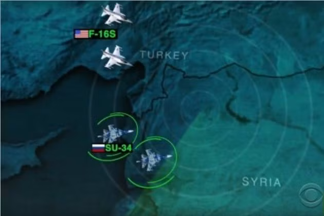 Máy bay chiến đấu của Nga và Mỹ nhiều lần tiếp xúc cự ly gần ở bầu trời Syria (nguồn mạng sina Trung Quốc) Máy bay chiến đấu của Nga và Mỹ nhiều lần tiếp xúc cự ly gần ở bầu trời Syria (nguồn mạng sina Trung Quốc)