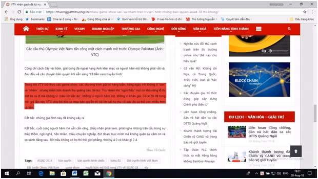 Ảnh chụp màn hình báo Thuonggiathitruong.vn ngày 20/8/2018