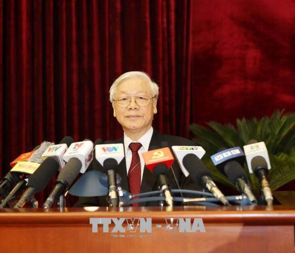 Tổng Bí thư Nguyễn Phú Trọng phát biểu bế mạc hội nghị. Ảnh: Trí Dũng/TTXVN Tổng Bí thư Nguyễn Phú Trọng phát biểu bế mạc hội nghị. Ảnh: Trí Dũng/TTXVN