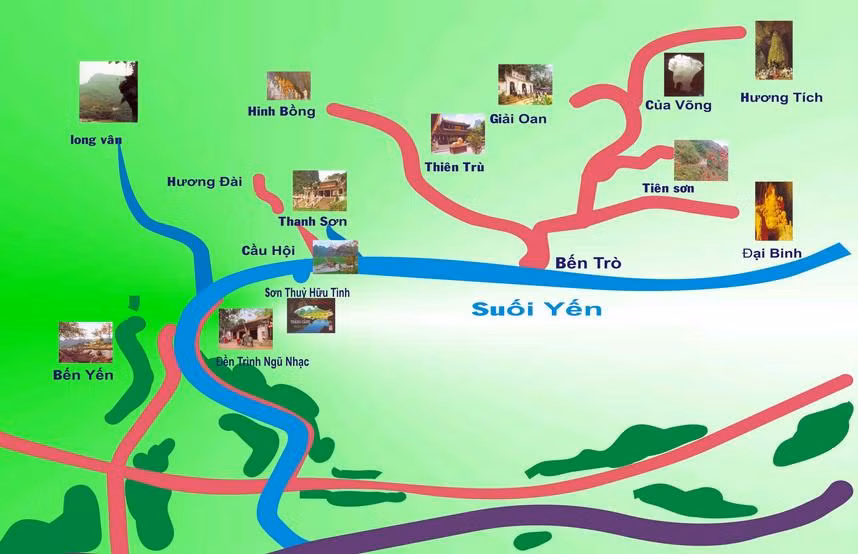 Bản đồ khu di tích và thắng cảnh chùa Hương.