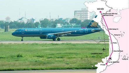 Từ 29/8-3/9, Vietnam Airlines và Vietjet Air sẽ tiến hành thử nghiệm bay đường bay thẳng Hà Nội-TP.Hồ Chí Minh qua không phận Lào và Campuchia trong hệ thống buồng lái giả định.