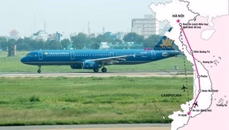 Kết quả sơ bộ chuyến bay thử nghiệm trong SIM A321 cho thấy, đường bay thẳng Nội Bài – Tân Sơn Nhất qua Lào, Campuchia nhanh hơn được 5 phút so với đường bay hiện hữu, tiết kiệm được quãng đường 85,2km và 190kg dầu. Ảnh minh họa.