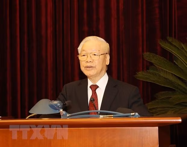 Tổng Bí thư Nguyễn Phú Trọng phát biểu kết luận hội nghị. (Ảnh: Trí Dũng/TTXVN) Tổng Bí thư Nguyễn Phú Trọng phát biểu kết luận hội nghị. (Ảnh: Trí Dũng/TTXVN)