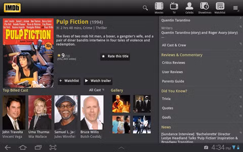 IMDb (miễn phí): Ứng dụng IMDb cho phép người dùng máy tính bảng xem các đoạn trailer của các bộ phim, xem thông tin về các diễn viên điện ảnh nổi tiếng, danh sách các bộ phim của hơn 13 nền điện ảnh lớn trên thế giới. Nếu bạn là người quan tâm đến điện ảnh và những ngôi sao ở Hollywood, đây là một ứng dụng không nên để thiếu trên chiếc tablet Android của mình. IMDb (miễn phí): Ứng dụng IMDb cho phép người dùng máy tính bảng xem các đoạn trailer của các bộ phim, xem thông tin về các diễn viên điện ảnh nổi tiếng, danh sách các bộ phim của hơn 13 nền điện ảnh lớn trên thế giới. Nếu bạn là người quan tâm đến điện ảnh và những ngôi sao ở Hollywood, đây là một ứng dụng không nên để thiếu trên chiếc tablet Android của mình.