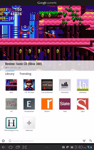 Google Currents (miễn phí): Ứng dụng này giúp bạn đọc RSS feed (công cụ để truy cập nhanh các tiêu đề tin tức từ các website có hỗ trợ) trên máy tính bảng. Google Currents có thiết kế đẹp mắt. Người dùng cũng có thể chuyển nội dung từ Google Reader (một công cụ tương tự trên PC) sang Google Currents một cách nhanh chóng. Ngoài ra, nó còn có khả năng đồng bộ trên nhiều máy tính bảng khác nhau. Google Currents (miễn phí): Ứng dụng này giúp bạn đọc RSS feed (công cụ để truy cập nhanh các tiêu đề tin tức từ các website có hỗ trợ) trên máy tính bảng. Google Currents có thiết kế đẹp mắt. Người dùng cũng có thể chuyển nội dung từ Google Reader (một công cụ tương tự trên PC) sang Google Currents một cách nhanh chóng. Ngoài ra, nó còn có khả năng đồng bộ trên nhiều máy tính bảng khác nhau.