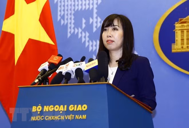 Người phát ngôn Bộ Ngoại giao - bà Lê Thị Thu Hằng. (Ảnh: An Đăng/TTXVN) Người phát ngôn Bộ Ngoại giao - bà Lê Thị Thu Hằng. (Ảnh: An Đăng/TTXVN)