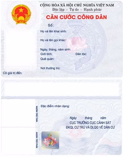 Mẫu thẻ căn cước công dân theo quy định của Bộ Công an. Mẫu thẻ căn cước công dân theo quy định của Bộ Công an.