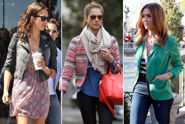 2. Diện áo vest lửng: Kiểu áo vest lửng khiến Jessica Alba trẻ trung và năng động khi xuất hiện trên phố, dù diện với váy hay quần jean đều rất đẹp. Hãy cùng xem cô nàng lựa chọn áo khoác ngắn chất liệu bò kết hợp váy voan, bộ đồ jeans giản dị với một chiếc áo khoác sắc màu hay áo vest blazer xanh bắt mắt thật hoàn hảo phải không nào.
