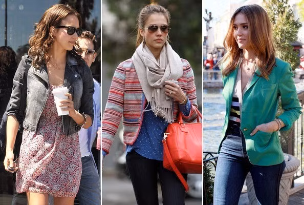 2. Diện áo vest lửng: Kiểu áo vest lửng khiến Jessica Alba trẻ trung và năng động khi xuất hiện trên phố, dù diện với váy hay quần jean đều rất đẹp. Hãy cùng xem cô nàng lựa chọn áo khoác ngắn chất liệu bò kết hợp váy voan, bộ đồ jeans giản dị với một chiếc áo khoác sắc màu hay áo vest blazer xanh bắt mắt thật hoàn hảo phải không nào. 2. Diện áo vest lửng: Kiểu áo vest lửng khiến Jessica Alba trẻ trung và năng động khi xuất hiện trên phố, dù diện với váy hay quần jean đều rất đẹp. Hãy cùng xem cô nàng lựa chọn áo khoác ngắn chất liệu bò kết hợp váy voan, bộ đồ jeans giản dị với một chiếc áo khoác sắc màu hay áo vest blazer xanh bắt mắt thật hoàn hảo phải không nào.