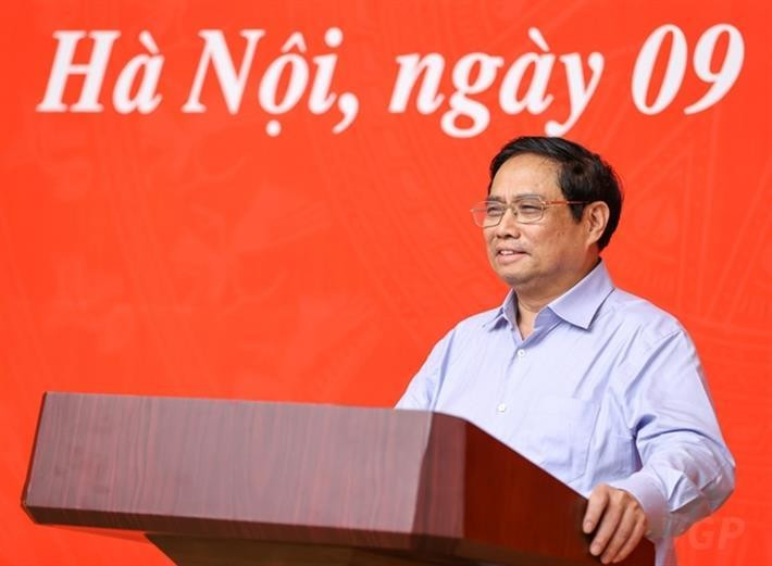 Thủ tướng Phạm Minh Chính phát biểu kết luận hội nghị. Ảnh: Cổng thông tin điện tử Chính phủ