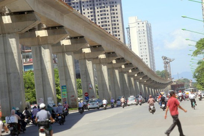 Dự án đường sắt trên cao Nhổn - Ga Hà Nội thi công rất chậm chạp và đến nay mới thi công hoàn thành trên 30%. Ảnh: Thanh Ngà.