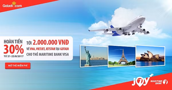 Hãy cùng Maritime Bank “du lịch cực chất, hoàn tiền cao nhất” khi đặt vé máy bay tại Gotadi Hãy cùng Maritime Bank “du lịch cực chất, hoàn tiền cao nhất” khi đặt vé máy bay tại Gotadi