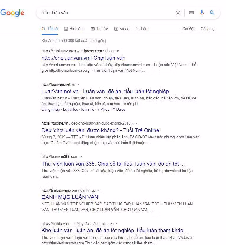 Ảnh chụp màn hình kết quả tìm kiếm văn mẫu, luận văn trên Google Ảnh chụp màn hình kết quả tìm kiếm văn mẫu, luận văn trên Google