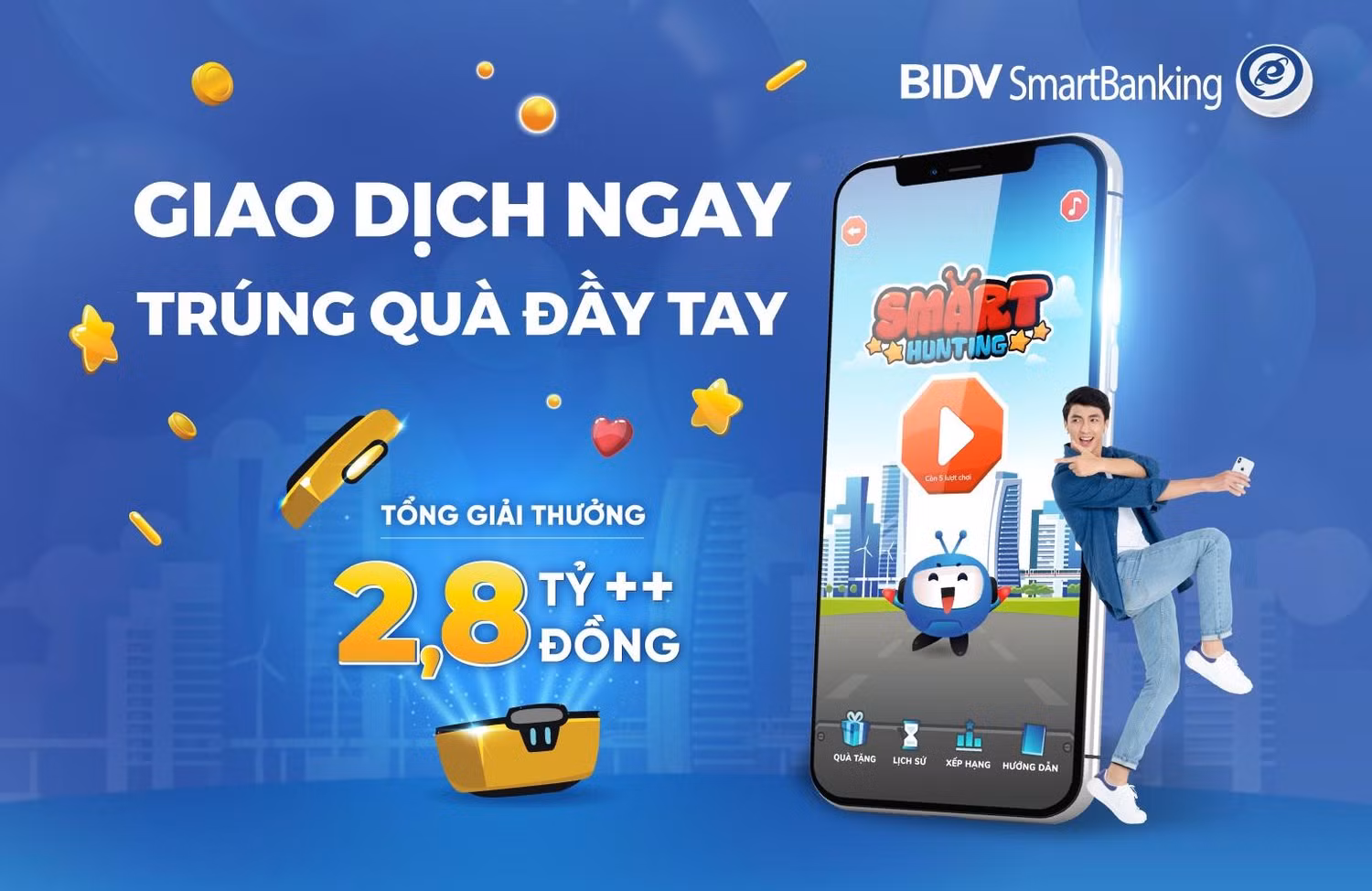 Hàng ngàn phần quà hấp dẫn đang chờ đón những “game thủ” BIDV SmartHunting.