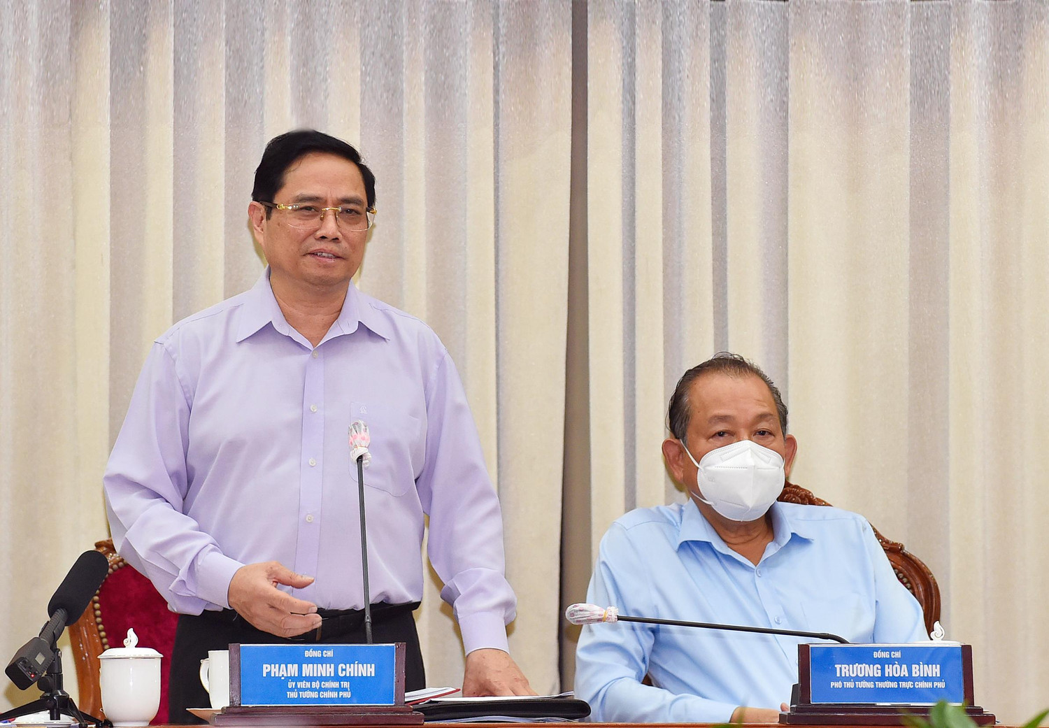 Thủ tướng Phạm Minh Chính: Việc kiểm soát được tình hình như hiện nay là nỗ lực rất lớn của TP Hồ Chí Minh. Ảnh: VGP/Nhật Bắc