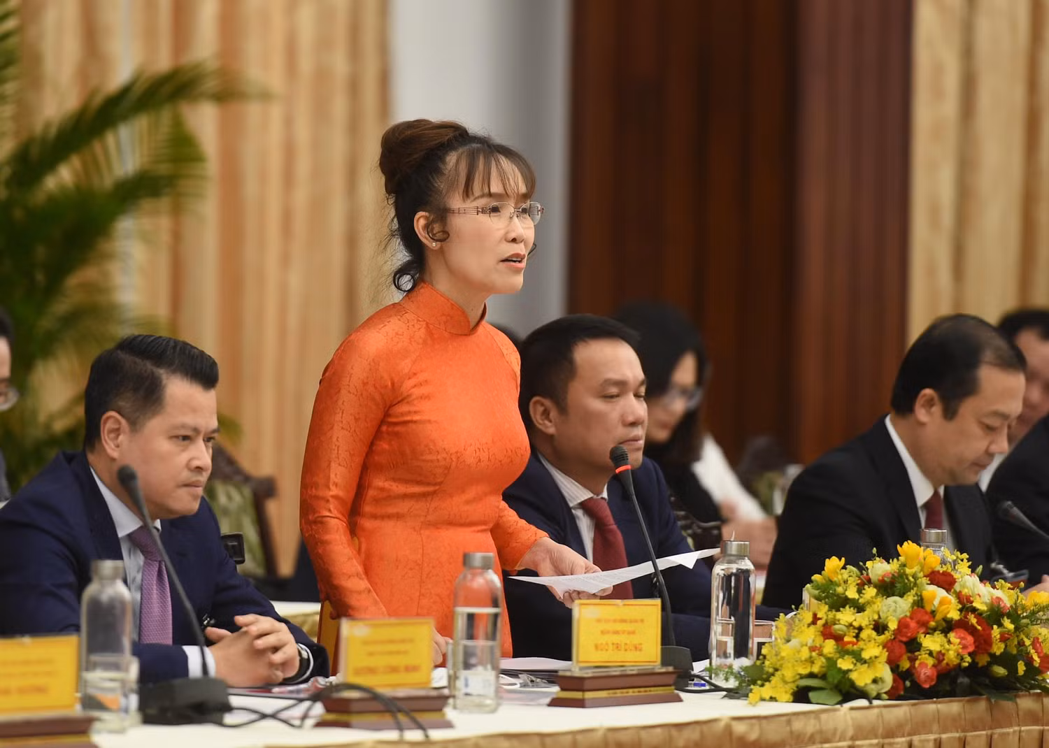 Bà Nguyễn Thị Phương Thảo, Chủ tịch Tập đoàn Sovico, Tổng Giám đốc Vietjet Air, Phó Chủ tịch thường trực Hội đồng quản trị HDBank: Cuộc Đối thoại mang đến sự khích lệ to lớn về tinh thần trong doanh nhân và nhân sĩ, trí thức cả nước”. Ảnh: Quang Hiếu