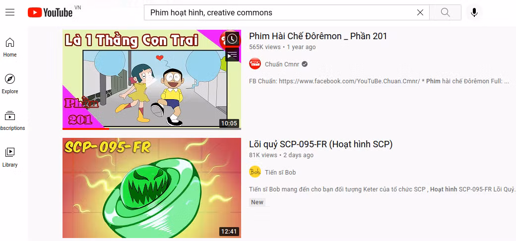 Tìm kiếm video mang giấy phép Creative Commons trên YouTube