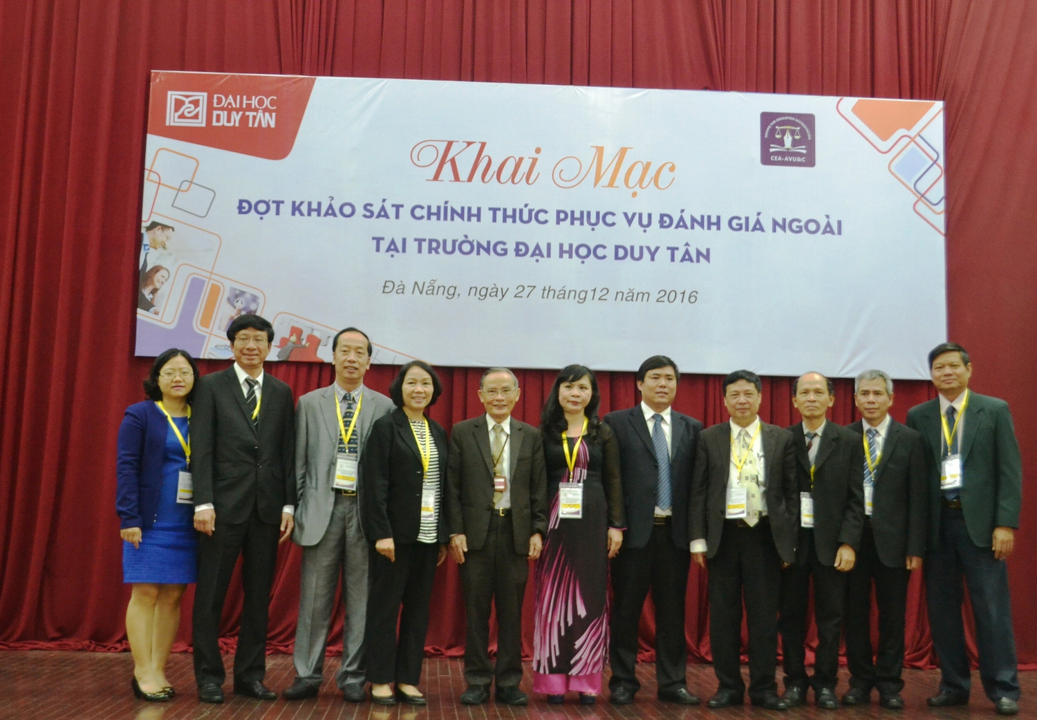 Đoàn chuyên gia khảo sát, kiểm định chất lượng giáo dục tại Trường đại học Duy Tân (Đà Nẵng). Ảnh: An Nguyên