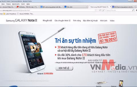 Thông báo khuyến mại rầm rộ của Samsung. Ảnh chụp từ website của Samsung Việt Nam. Thông báo khuyến mại rầm rộ của Samsung. Ảnh chụp từ website của Samsung Việt Nam.