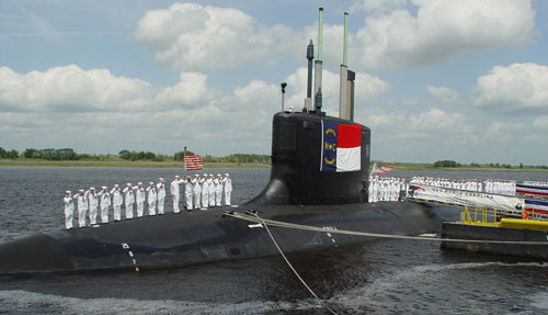 Tàu USS North Carolina hiện đang có mặt gần bãi cạn Scarborough - Ảnh: WN