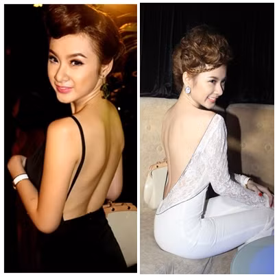 Dù vẫn còn nhỏ tuổi, nhưng Angela Phương Trinh vẫn đủ sức khiến mọi người "thót tim" với khoảng lưng trần gợi cảm của mình