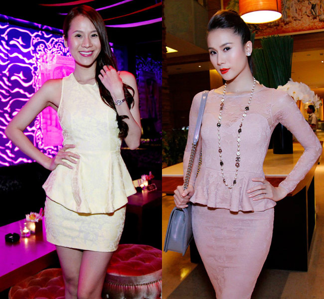Thái Hà sành điệu với đầm peplum.