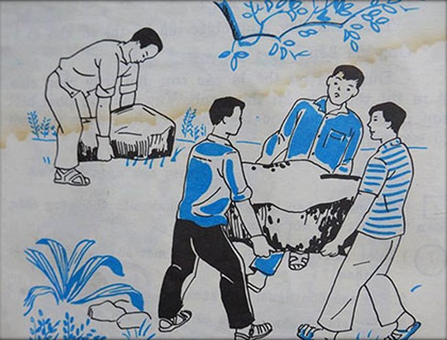 Hình minh họa bài thơ Hòn đá của Bác Hồ trong sách Tiếng Việt lớp 3, nguồn: PLO. Hình minh họa bài thơ Hòn đá của Bác Hồ trong sách Tiếng Việt lớp 3, nguồn: PLO.