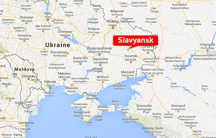Slavyansk cách biên giới Nga - Ukraine khoảng 90 km. Slavyansk cách biên giới Nga - Ukraine khoảng 90 km.