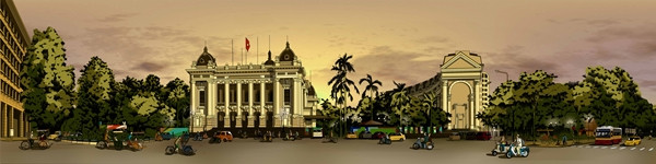 Bức tranh panorama Nhà Hát Lớn (Hà Nội).