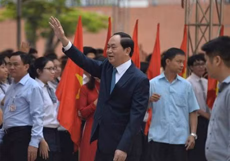 Chủ tịch nước Trần Đại Quang dự Lễ khai giảng tại Trường Trung học Phổ thông chuyên Hà Nội - Amsterdam. Ảnh: Hà Nội Mới