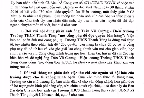 Báo cáo của Ủy ban Nhân dân huyện Đầm Dơi.