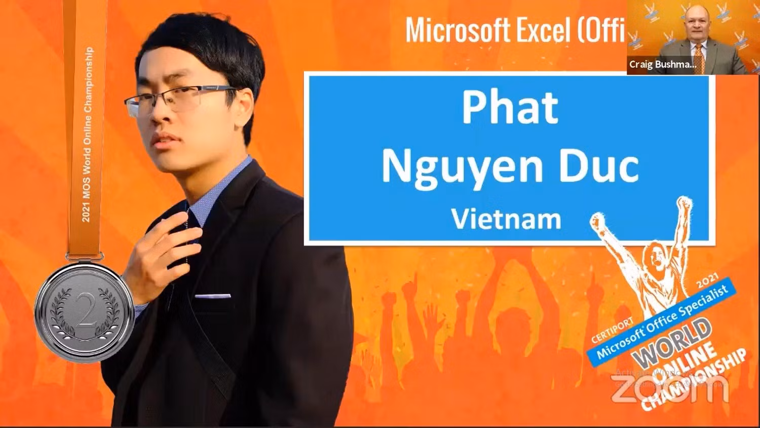 Em Nguyễn Đức Phát xuất sắc giành Huy chương Bạc trong Vòng chung kết thế giới cuộc thi MOS World Championship 2021 (Ảnh: Nhà trường cung cấp) Em Nguyễn Đức Phát xuất sắc giành Huy chương Bạc trong Vòng chung kết thế giới cuộc thi MOS World Championship 2021 (Ảnh: Nhà trường cung cấp)