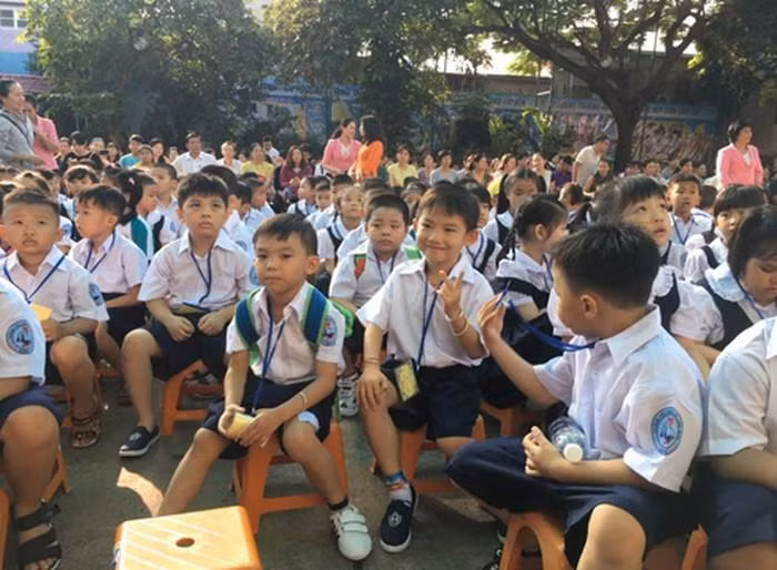 Học sinh lớp 1 Thành phố Hồ Chí Minh tựu trường trong một năm học (ảnh minh họa: P.L)