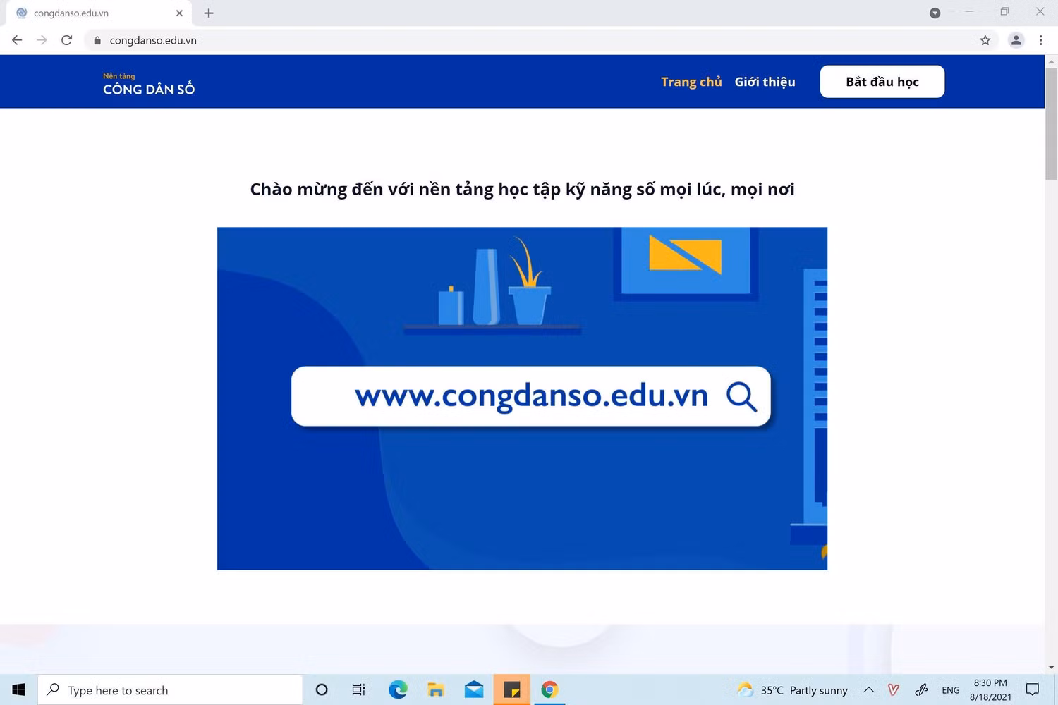 Giao diện congdanso.edu.vn. Ảnh chụp màn hình