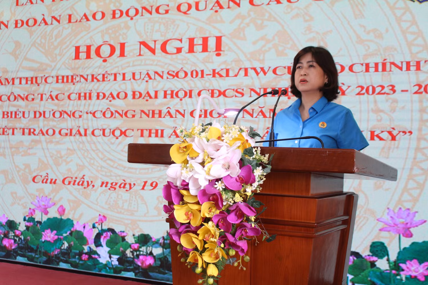Bà Nguyễn Thị Thu Hà - Chủ tịch Liên đoàn Lao động quận Cầu Giấy. Ảnh: Trung Dũng Bà Nguyễn Thị Thu Hà - Chủ tịch Liên đoàn Lao động quận Cầu Giấy. Ảnh: Trung Dũng
