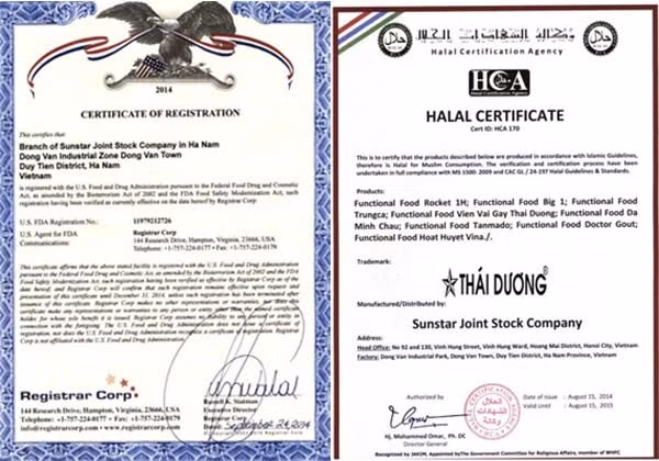 Chứng nhận HALAL, chứng nhận FDA chỉ tiêu khắt khe nhất thế giới về chất lượng Chứng nhận HALAL, chứng nhận FDA chỉ tiêu khắt khe nhất thế giới về chất lượng