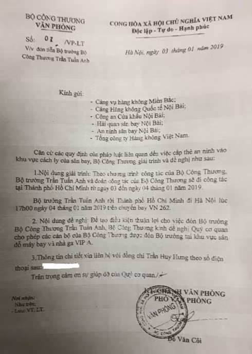 Văn bản của Bộ Công Thương gửi Cảng vụ Hàng không miền Bắc. Văn bản của Bộ Công Thương gửi Cảng vụ Hàng không miền Bắc.