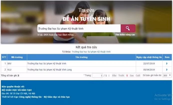 Hình 1 - Kết quả tra cứu