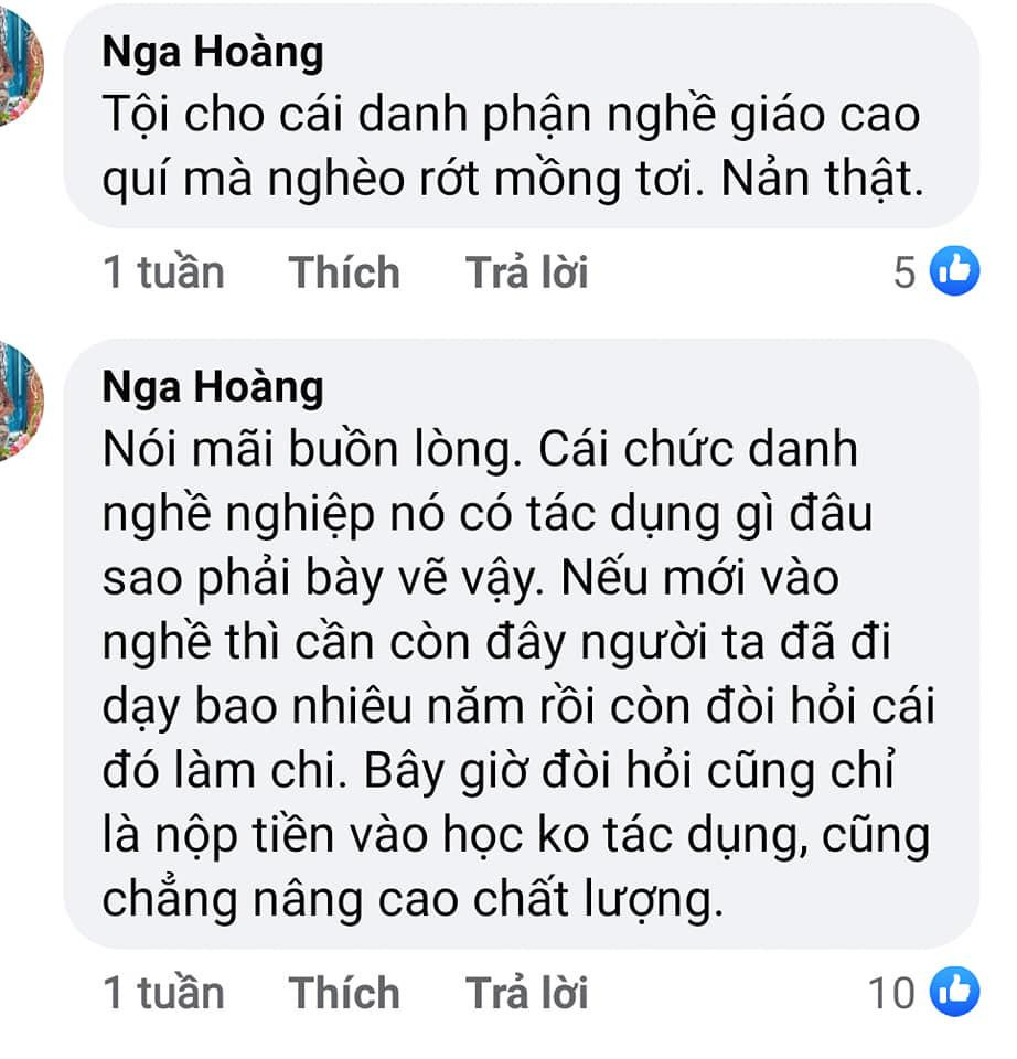 Giáo viên phản hồi với nhau trên mạng xã hội (Ảnh chụp từ màn hình)