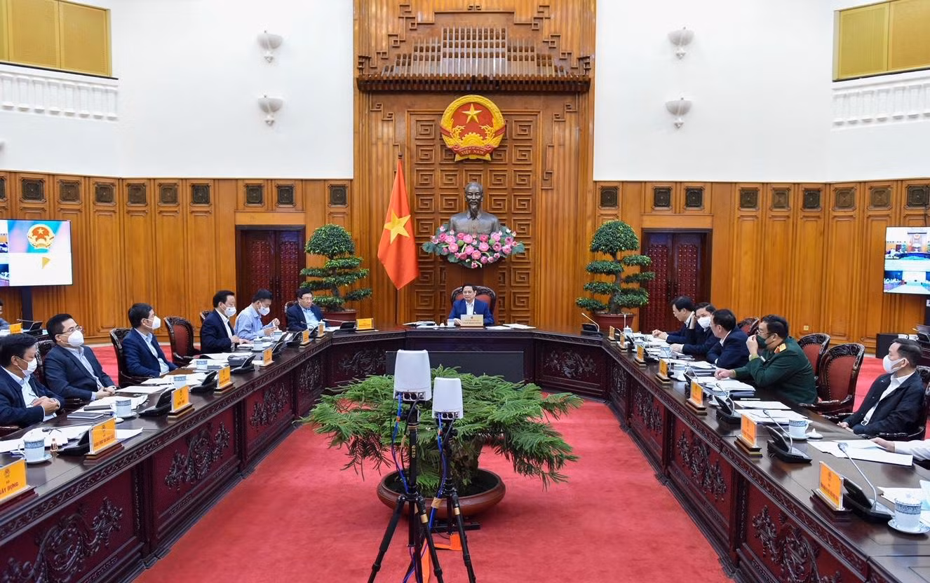 Quang cảnh cuộc làm việc trực tuyến. Ảnh: VGP
