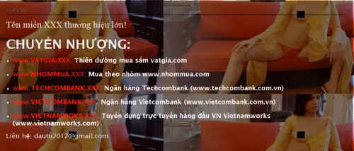 Trang web rao bán tên miền .xxx của một số doanh nghiệp, ngân hàng lớn ở Việt Nam.