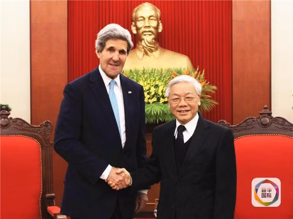 Tổng bí thư Nguyễn Phú Trọng tiếp Ngoại trưởng Mỹ John Kerry. Ảnh: Tân Hoa Xã.