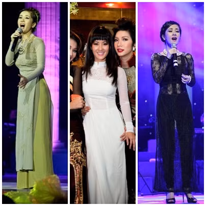 Với những chiếc áo dài truyền thống của dân tộc, Hồng Nhung cũng rất biết cách 'khoe' vóc dáng trẻ trung và thon thả của mình