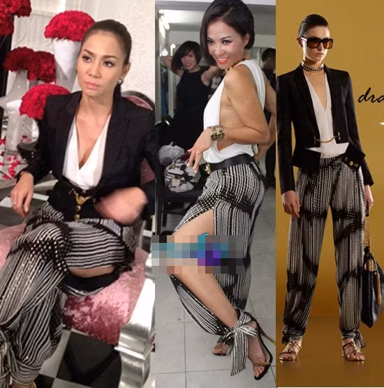 Bộ đầm hiệu Gucci gần 100 triệu trong đó chiếc áo khoác giá 2950 USD (hơn 61 triệu đồng); áo trắng xẻ cổ chữ V giá 650 USD (hơn 13,5 triệu đồng); quần xẻ ống giá 995 USD (hơn 20,6 triệu đồng).