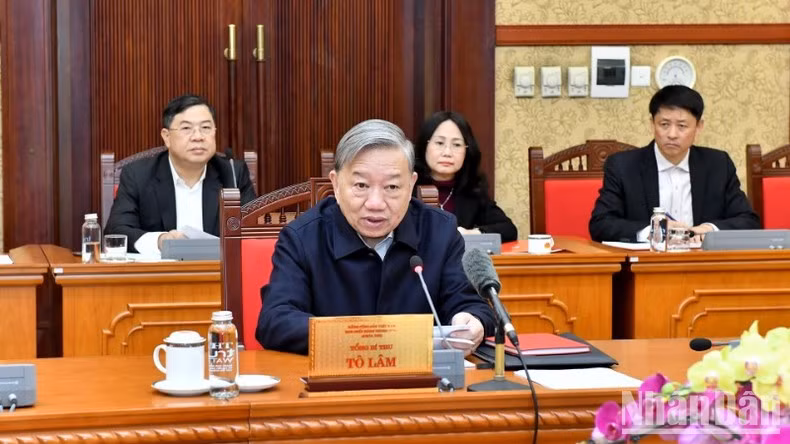 Tổng Bí thư Tô Lâm phát biểu chỉ đạo hội nghị.