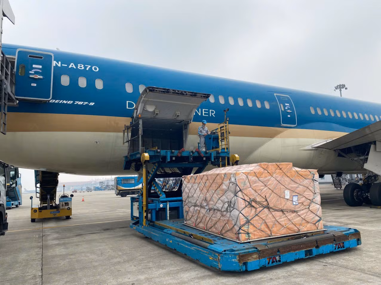 Ảnh 3_ Vietnam Airlines vận chuyển gần 30 tấn hàng hóa cứu trợ do Bộ Quốc phòng và Bộ Công an Việt Nam gửi đến Myanmar.jpg