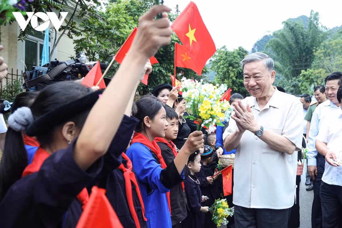 Chủ tịch nước Tô Lâm dự lễ khởi công xây dựng Trường mầm non Pác Bó.