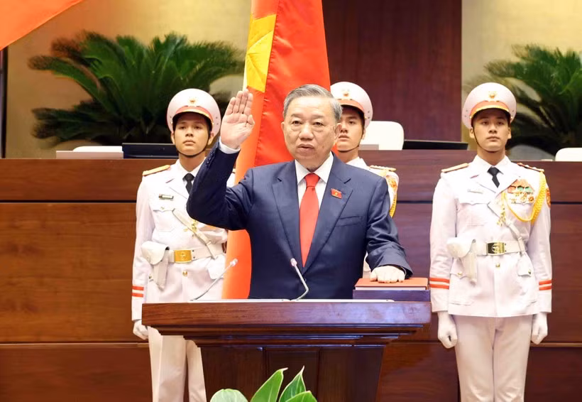 Đại tướng Tô Lâm đã chính thức tuyên thệ nhậm chức Chủ tịch nước Cộng hòa xã hội chủ nghĩa Việt Nam Khóa XV. (Ảnh: Mai Mai/Vietnam+)