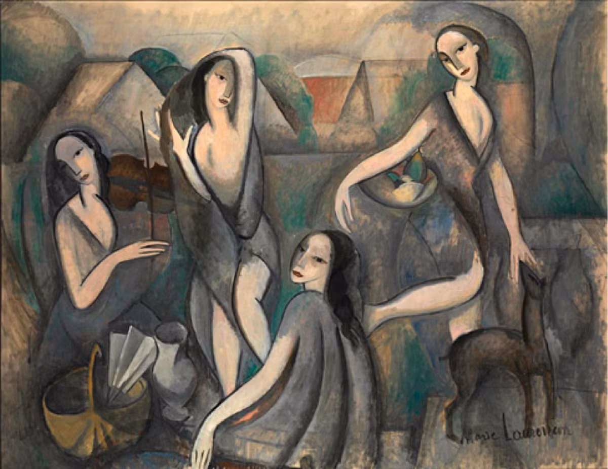 06_Marie Laurencin - Les_jeunes_filles,_Jeune_Femmes_(Young_Girls) - Những cô gái trẻ - Sơn dầu trên toan - 1910 - 1911.jpeg